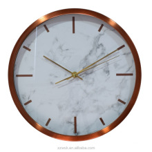 Metal wall clock with rose gold frame case